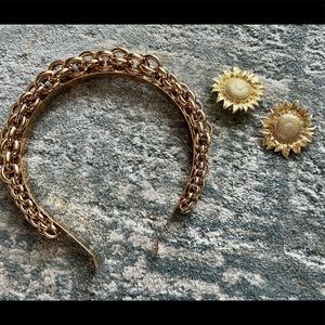 H&M x Sandra Mansour Gold chain headband and Sunflower shaped earrings *NWOT*
